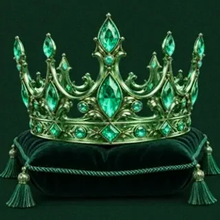 Gold crown on cushion — Fair Go